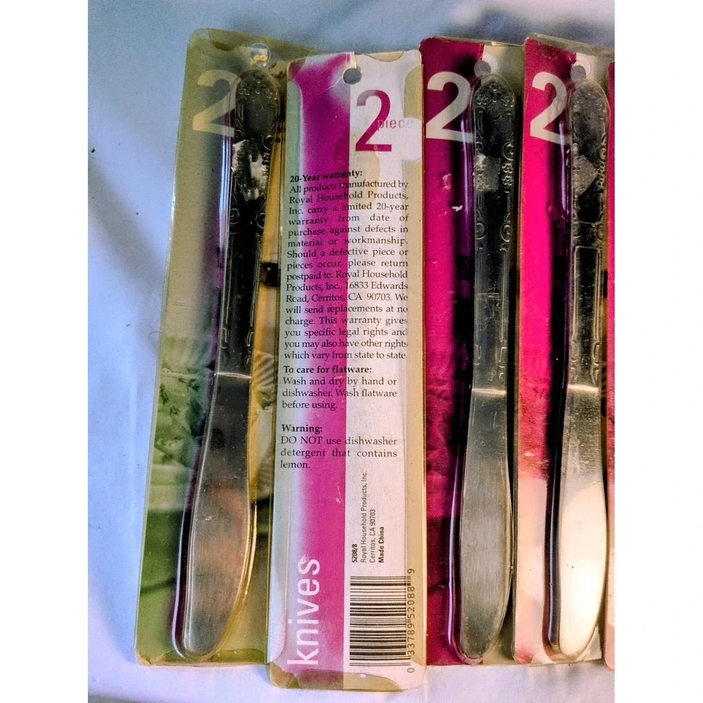 Lot of 14 Stainless Steel Dinner Knives Royal Household Products New Sealed Flat